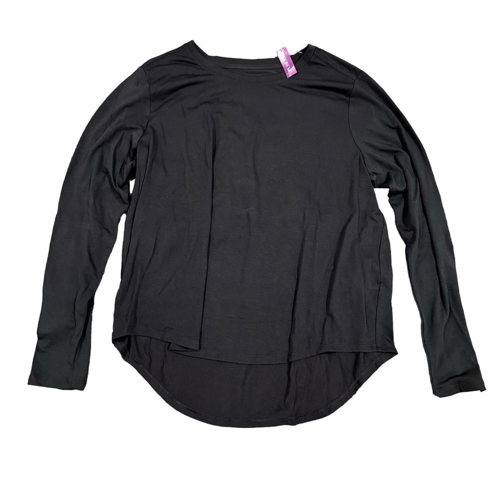 Adore Me Molly Longsleeve Soft Jersey Tee in Black, Size XL​​​​​​